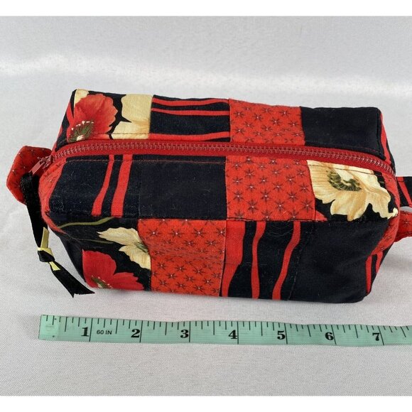 SOKA Mini Cosmetic Bag Minimalist Purse Handmade Rectangular Red & Black New! - Picture 8 of 10